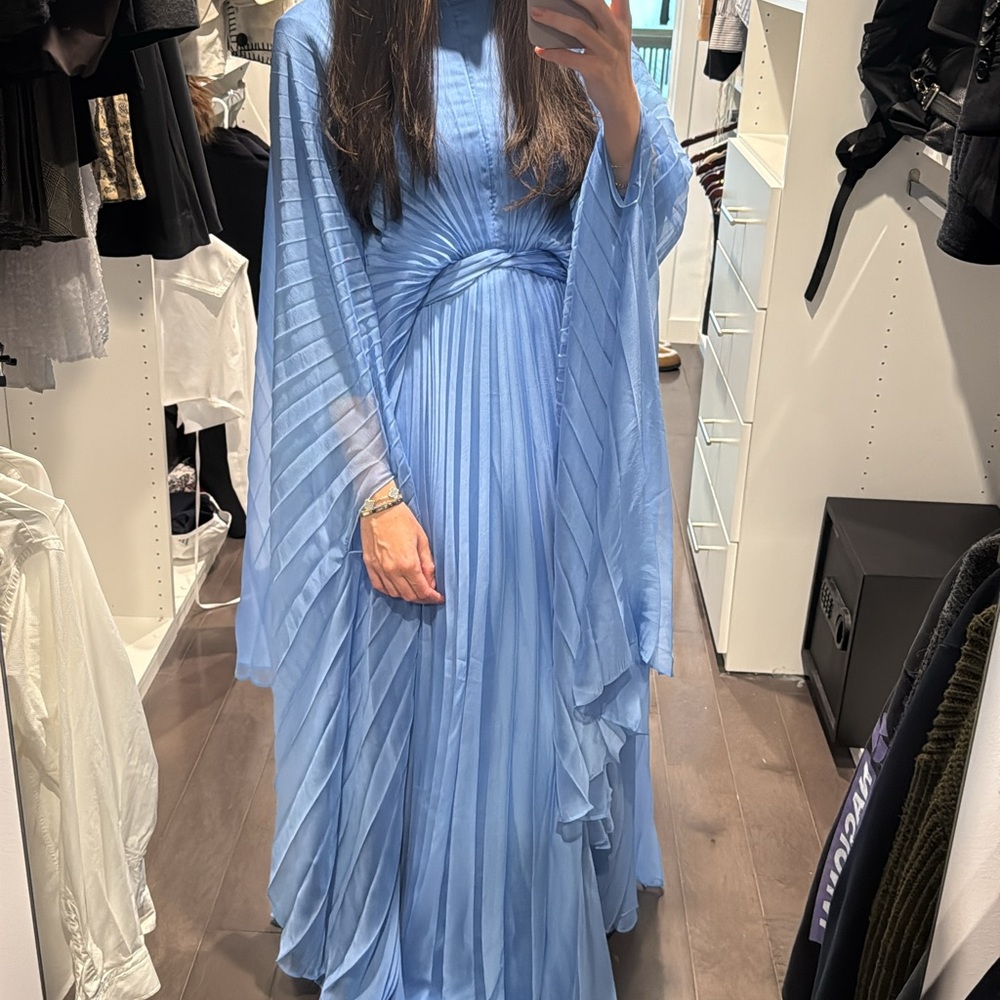 Acler Blue Pleated Maxi Gown